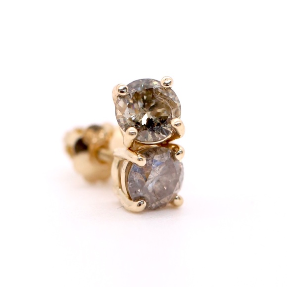 0.83 Carat Diamonds Gold Earrings - Picture 1 of 4
